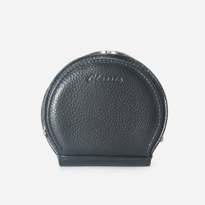 Shell-Shaped Kiss-Locked Coin Purse Genuine Leather Pouch Wallet