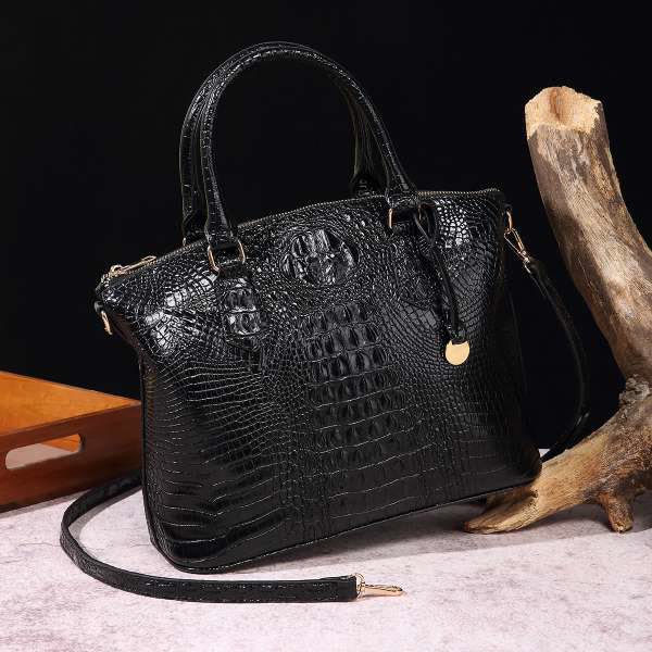 Tote For Women Daily Use Retro Crocodile Crossbody Bag - Black - image 11