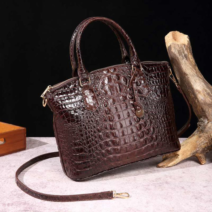 Tote For Women Daily Use Retro Crocodile Crossbody Bag - Chocolate - image 30