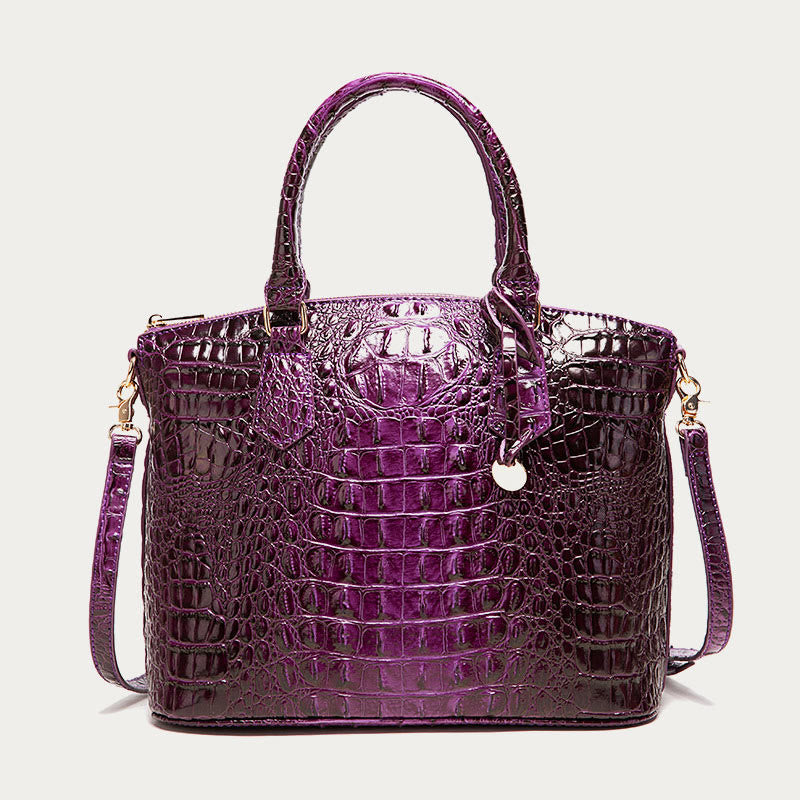 Tote For Women Daily Use Retro Crocodile Crossbody Bag - Purple - image 12