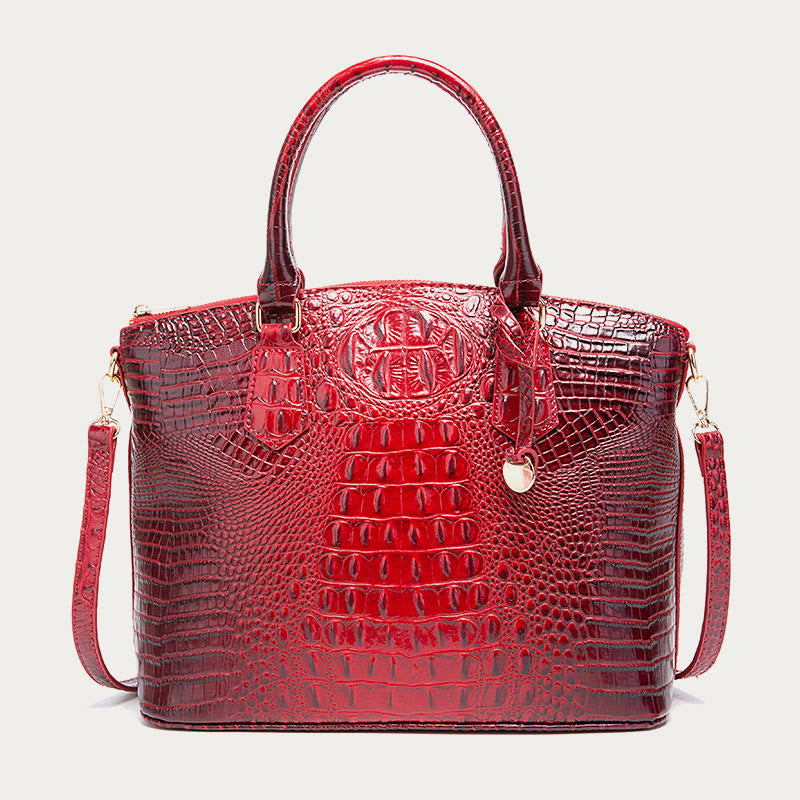 Tote For Women Daily Use Retro Crocodile Crossbody Bag - FireBrick - image 16
