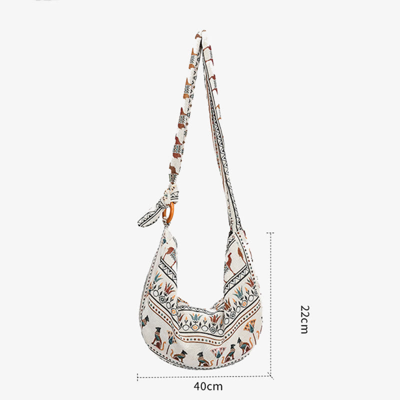 Boho Style Crossbody Shoulder Bag Vintage Canvas Hobo Bag