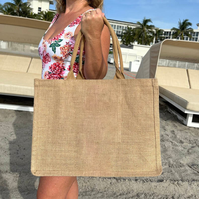 TO MY BEST FRIEND Print Jute Tote Purses Large Beach Bag Straw Burlap Bag