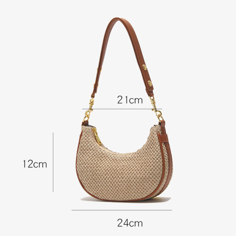 Summer Straw Shoulder Bag Underarm Hobo Handbag for Women