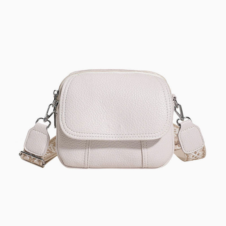Vegan Leather Crossbody Bag for Women Medium Size Wide Strap Shoulder Purse