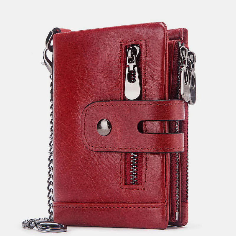 Genuine Leather Anti-theft RFID Wallet With Chain