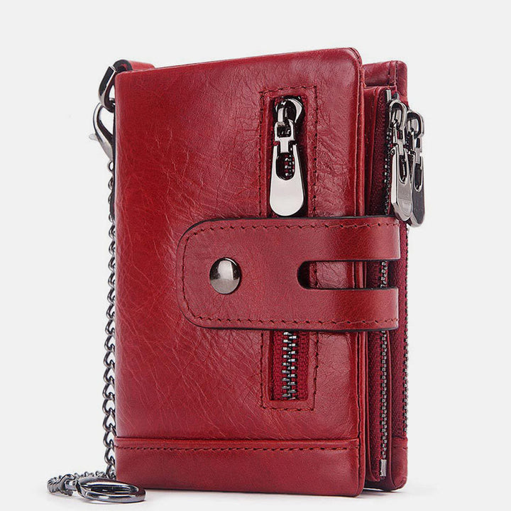 Genuine Leather Anti-theft RFID Wallet With Chain