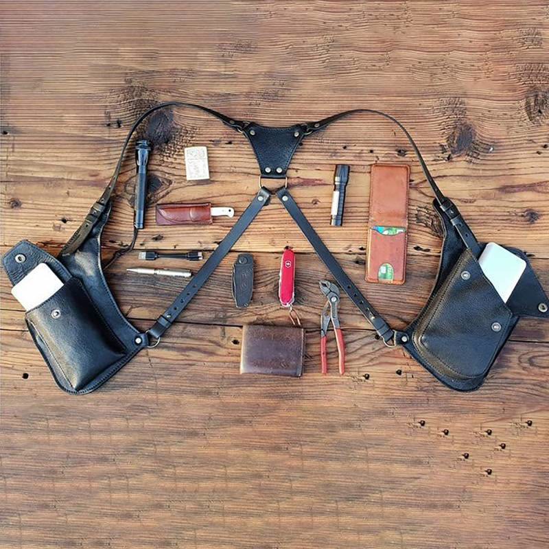Anti-theft Underarm Shoulder Bag PU Leather Double Shoulder Armpit Bag Wallet