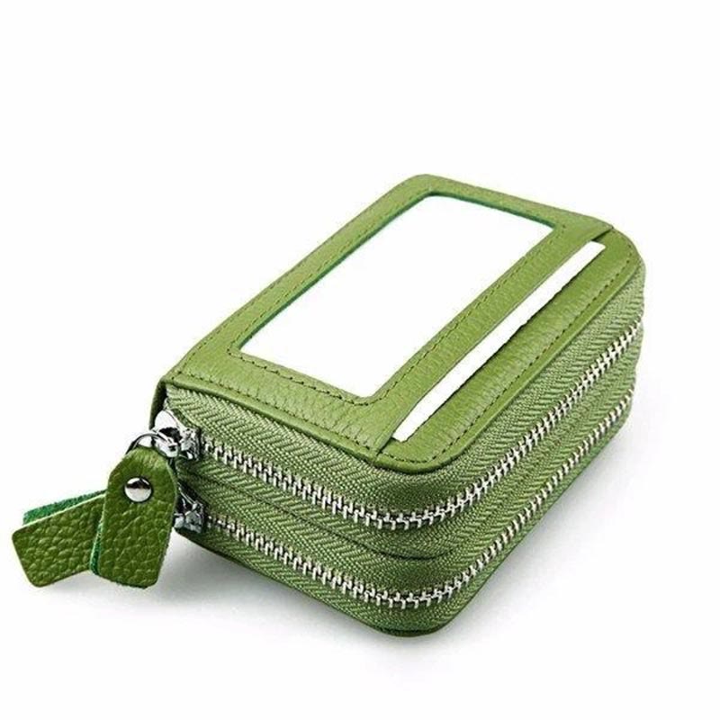 11 Card Slots RFID Genuine Leather Card Holder Purse