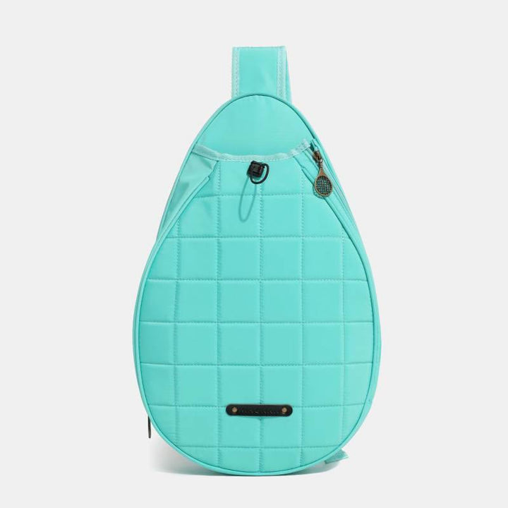 Racket Bag For Women Plaid Pattern Waterproof Polyester Crossbody Bag - Cyan - image 19