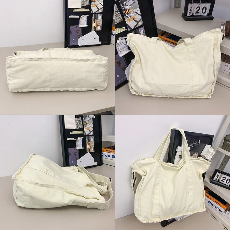Vintage Large Canvas Tote Bag Crossbody Bag for Women Men