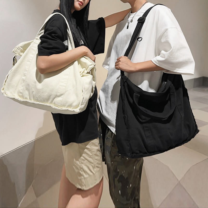 Vintage Large Canvas Tote Bag Crossbody Bag for Women Men