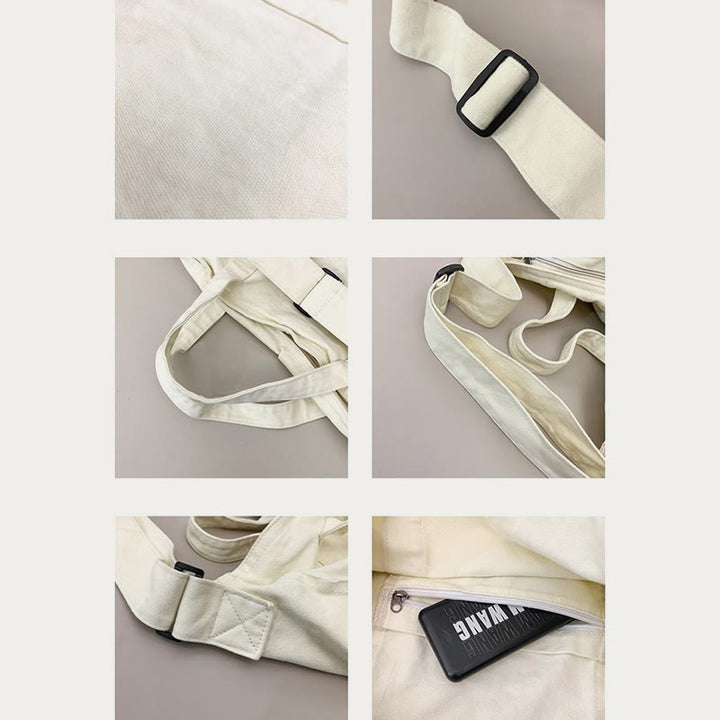 Vintage Large Canvas Tote Bag Crossbody Bag for Women Men