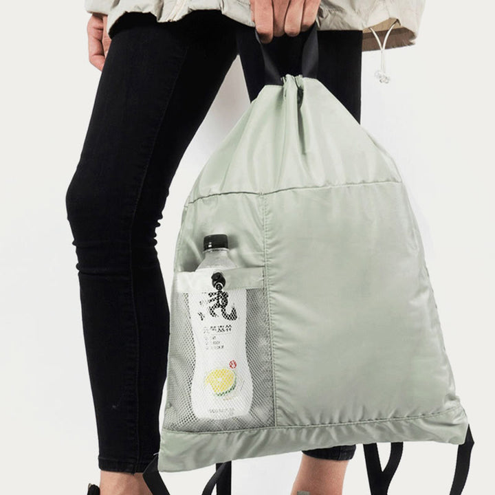 Foldable Solid Color Drawstring Backpack Sports Travel Portable Daypack