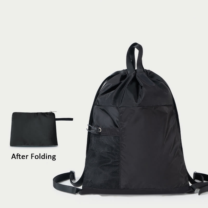 Foldable Solid Color Drawstring Backpack Sports Travel Portable Daypack