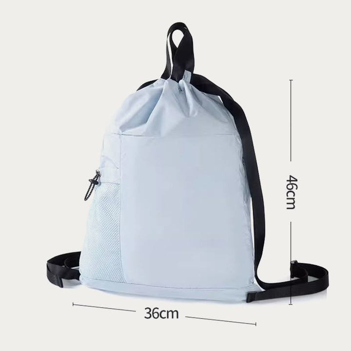 Foldable Solid Color Drawstring Backpack Sports Travel Portable Daypack