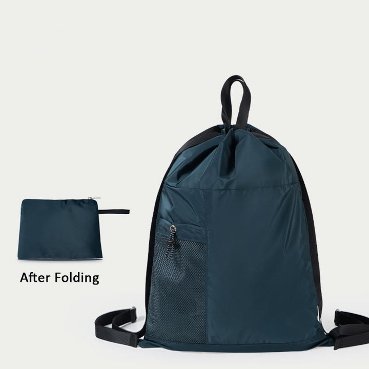Foldable Solid Color Drawstring Backpack Sports Travel Portable Daypack