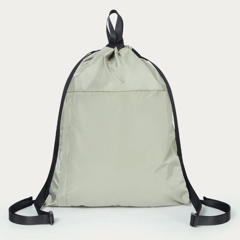 Foldable Solid Color Drawstring Backpack Sports Travel Portable Daypack