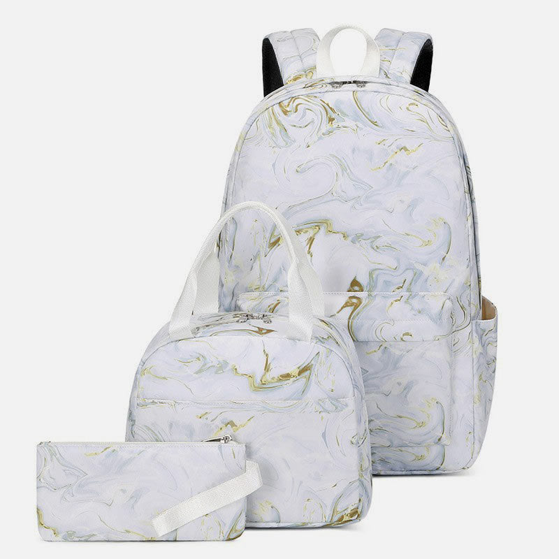 3Pcs Tie-Dye School Bag Set Backpack Lunch Bag Pencil Case