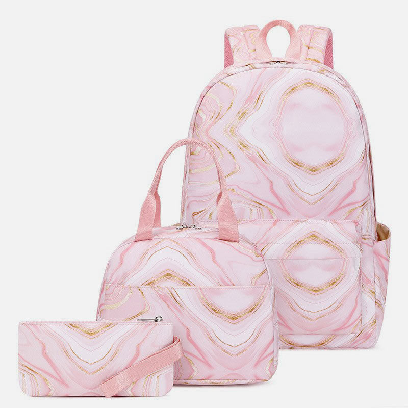 3Pcs Tie-Dye School Bag Set Backpack Lunch Bag Pencil Case