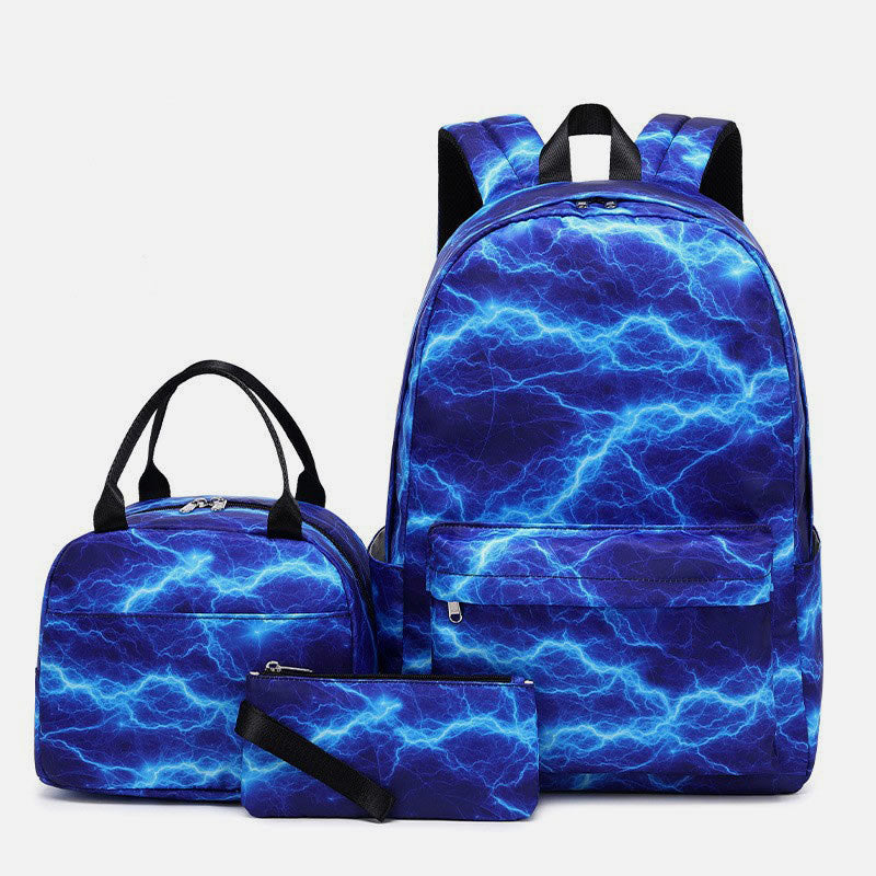 3Pcs Tie-Dye School Bag Set Backpack Lunch Bag Pencil Case