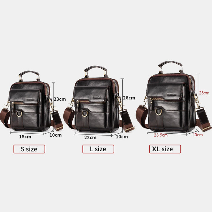 Genuine Leather Crossbody Bag Vintage Messenger Handbag for Men