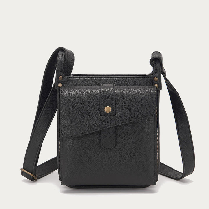 Vintage Multi-Pocket Soft Pebbled Vegan Leather Small Crossbody Bag