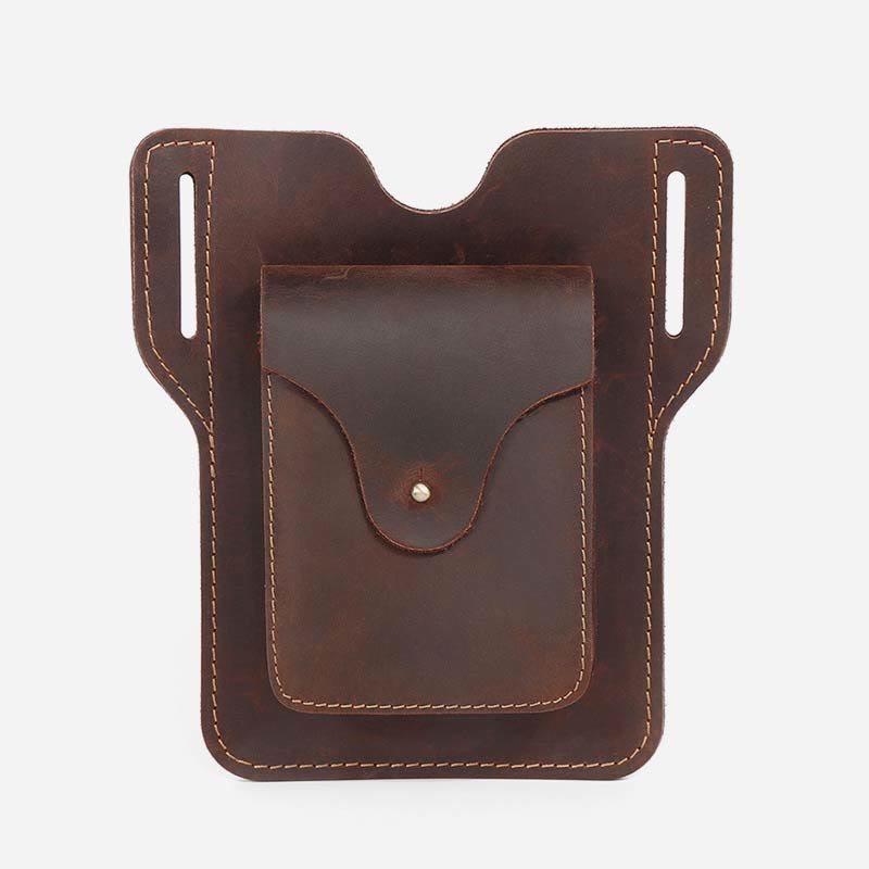 Real Leather Phone Holster 6.5" Phone Belt Pouch Waist Bag with Belt Loop