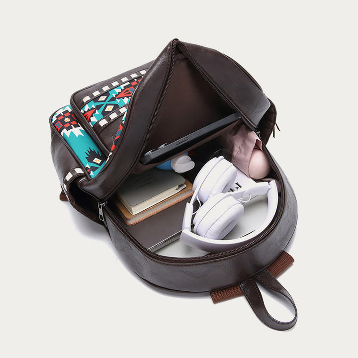 Vegan Leather Small Backpack for Women Boho Tassel Backpack Travel Daypack