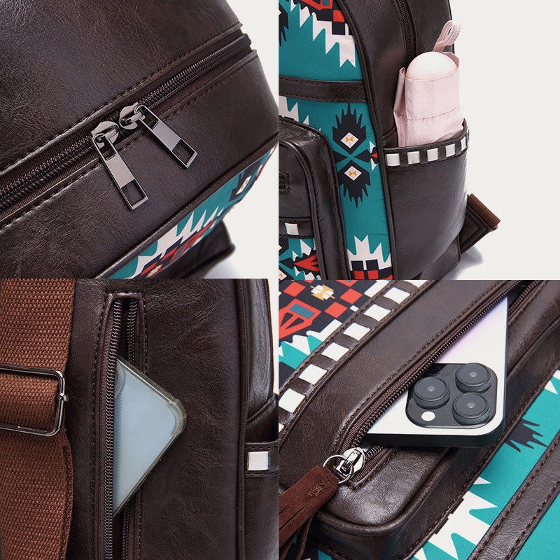 Vegan Leather Small Backpack for Women Boho Tassel Backpack Travel Daypack