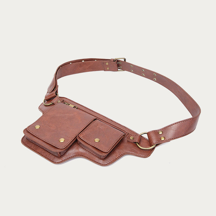 Retro Vegan Leather Waist Bag Travel Daypack Everyday Carry Purse