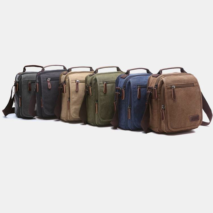 Retro Canvas Messenger Bag Multifunctional Business Crossbody Bag for Men