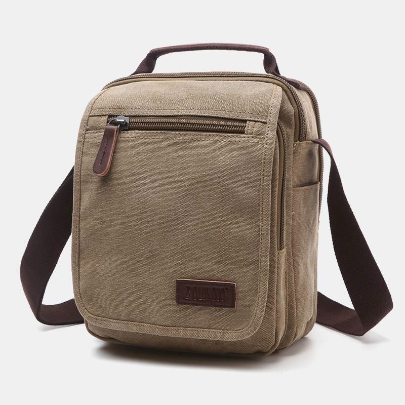 Retro Canvas Messenger Bag Multifunctional Business Crossbody Bag for Men