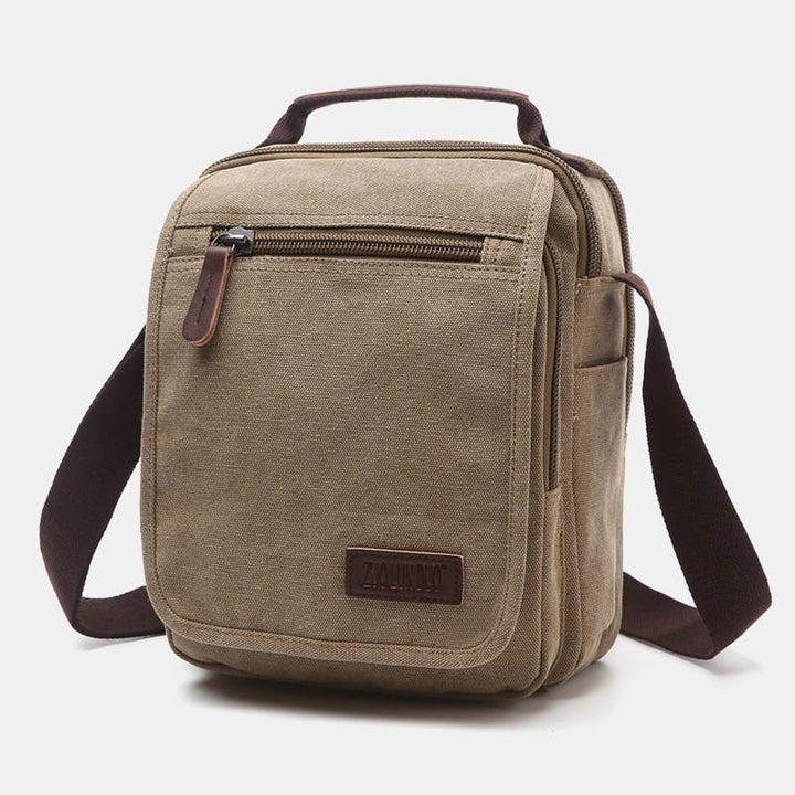Retro Canvas Messenger Bag Multifunctional Business Crossbody Bag for Men