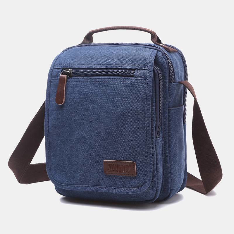 Retro Canvas Messenger Bag Multifunctional Business Crossbody Bag for Men