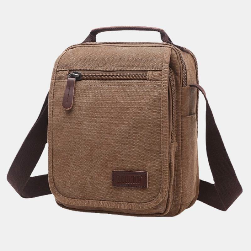 Retro Canvas Messenger Bag Multifunctional Business Crossbody Bag for Men