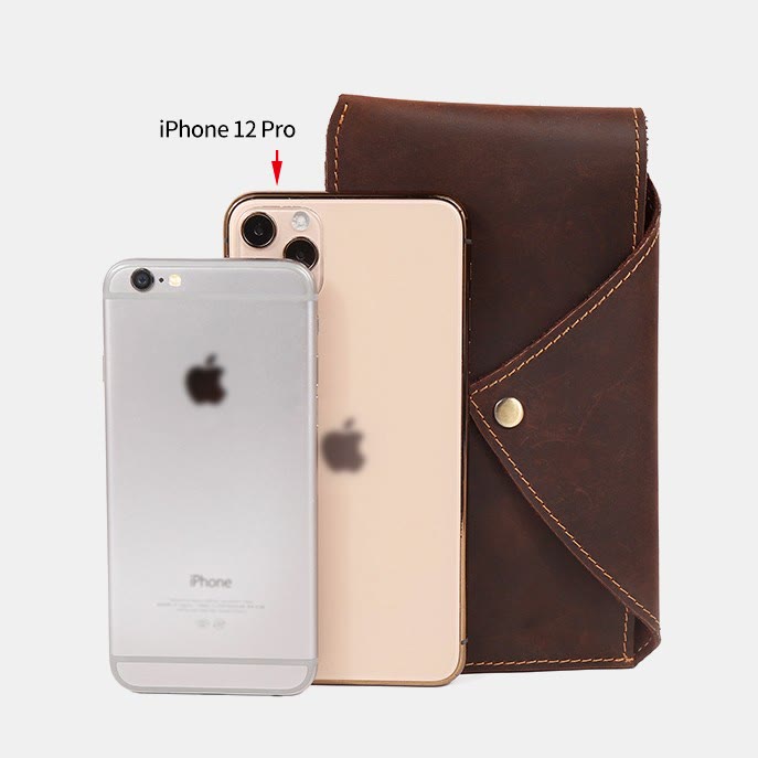 Horizontal Leather Magnetic Phone Waist Bag