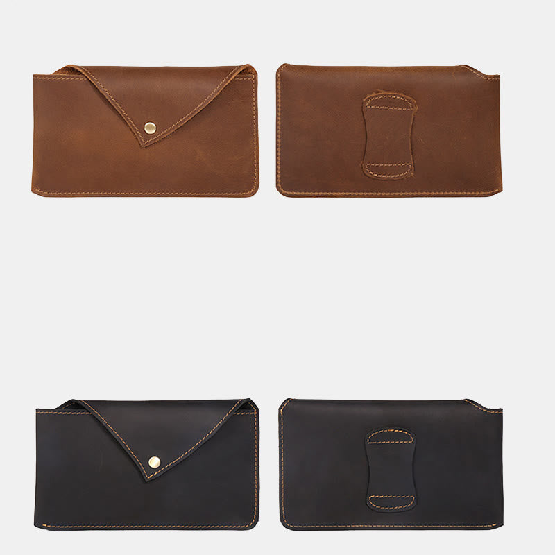 Horizontal Leather Magnetic Phone Waist Bag