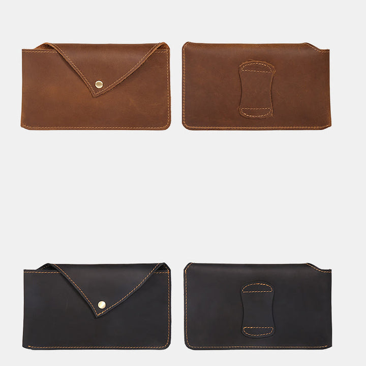 Horizontal Leather Magnetic Phone Waist Bag