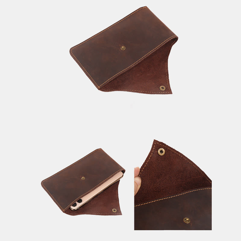Horizontal Leather Magnetic Phone Waist Bag