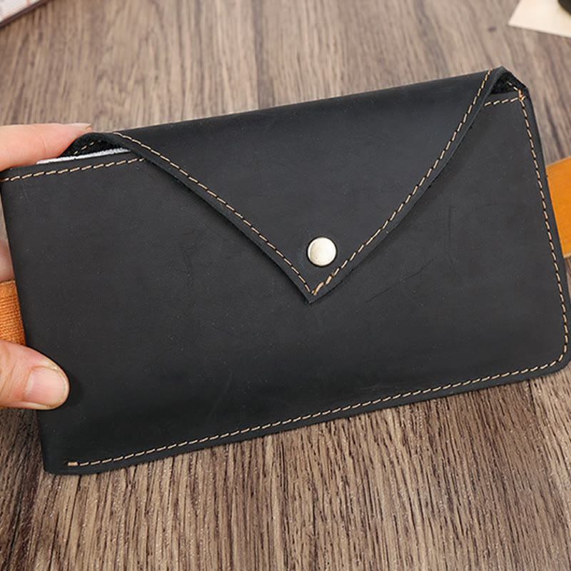 Horizontal Leather Magnetic Phone Waist Bag