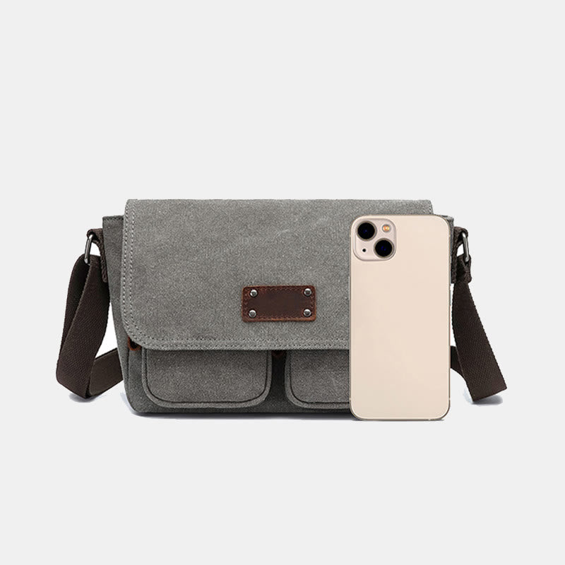 Vintage Small Canvas Messenger Bag Shoulder Purse Crossbody Bag for Men