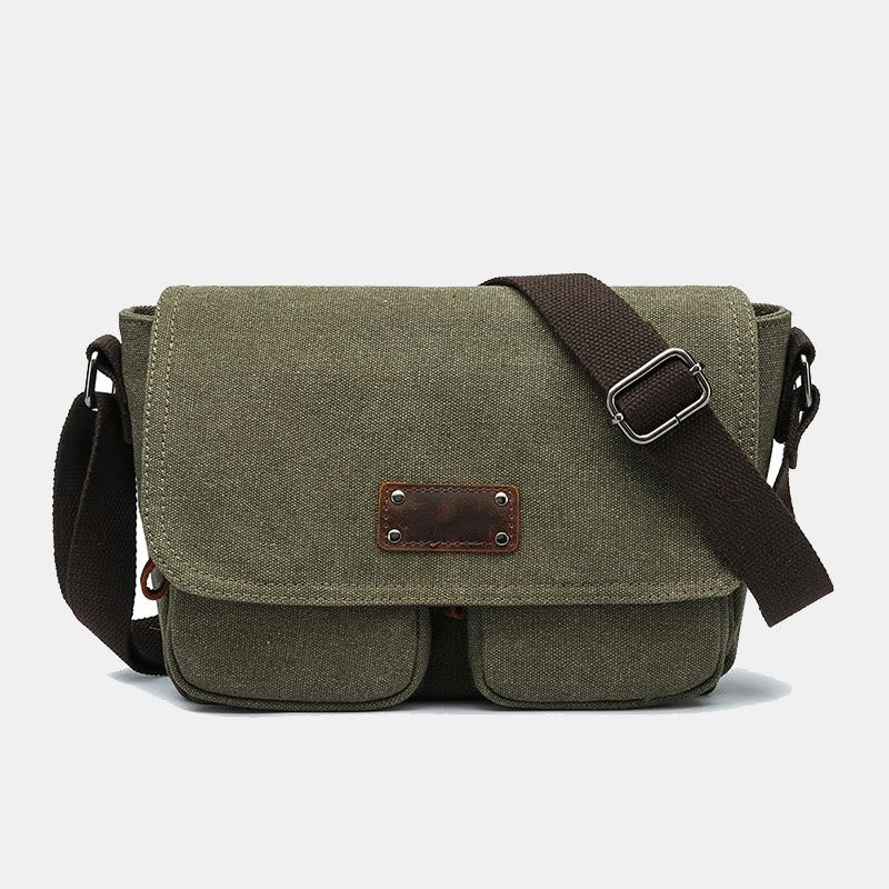 Vintage Small Canvas Messenger Bag Shoulder Purse Crossbody Bag for Men