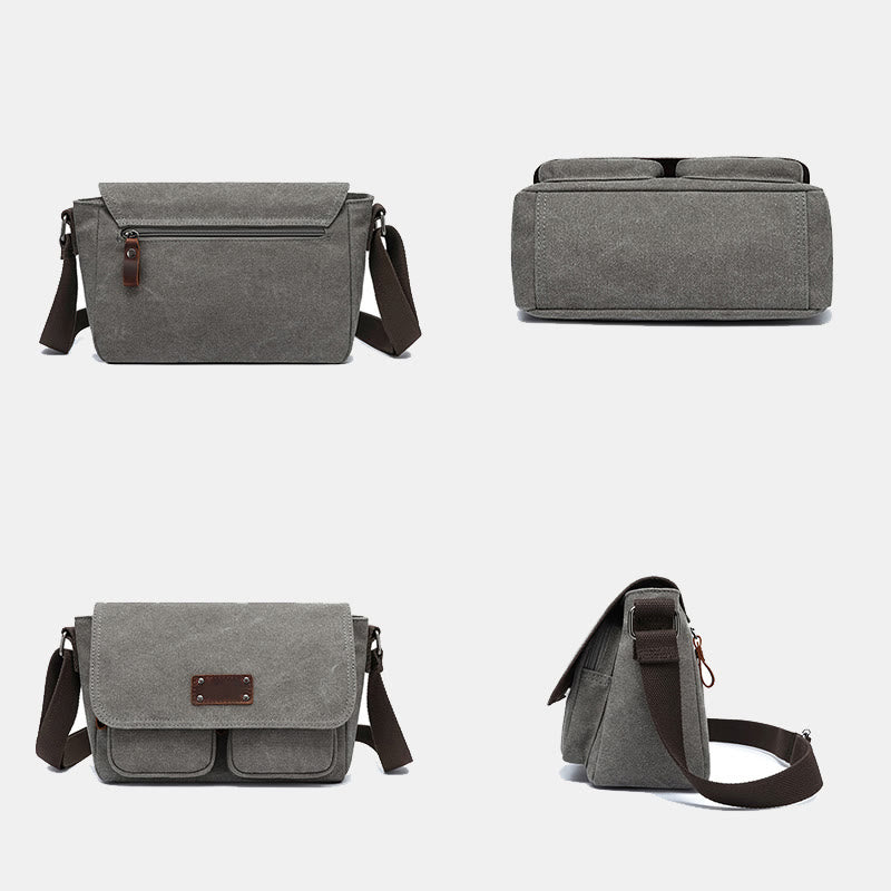 Vintage Small Canvas Messenger Bag Shoulder Purse Crossbody Bag for Men