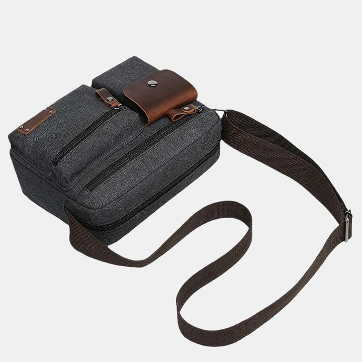 Multi-Pocket Canvas Messenger Bag Crossbody Shoulder Bag for Men