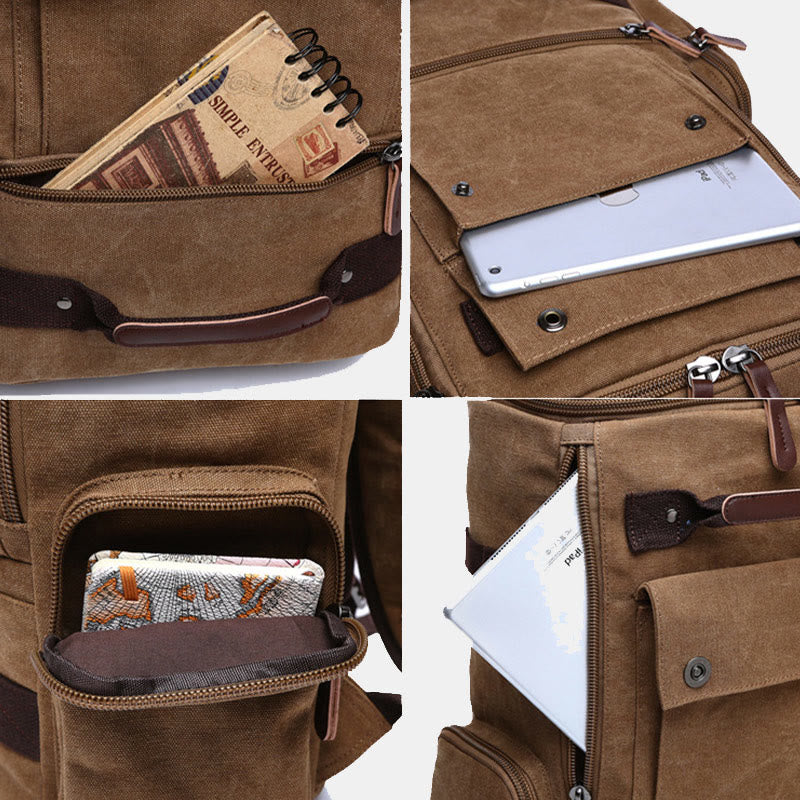 Large Capacity Military Canvas Backpack Travel Daypack Laptop Backpack