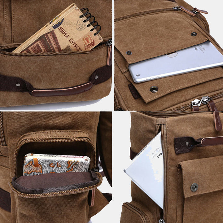 Large Capacity Military Canvas Backpack Travel Daypack Laptop Backpack