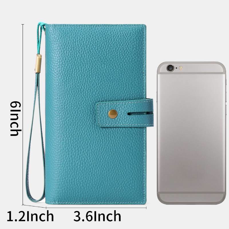 RFID Blocking Checkbook Wallet For Women Minimalist Genuine Leather Wrist Bag - image 2