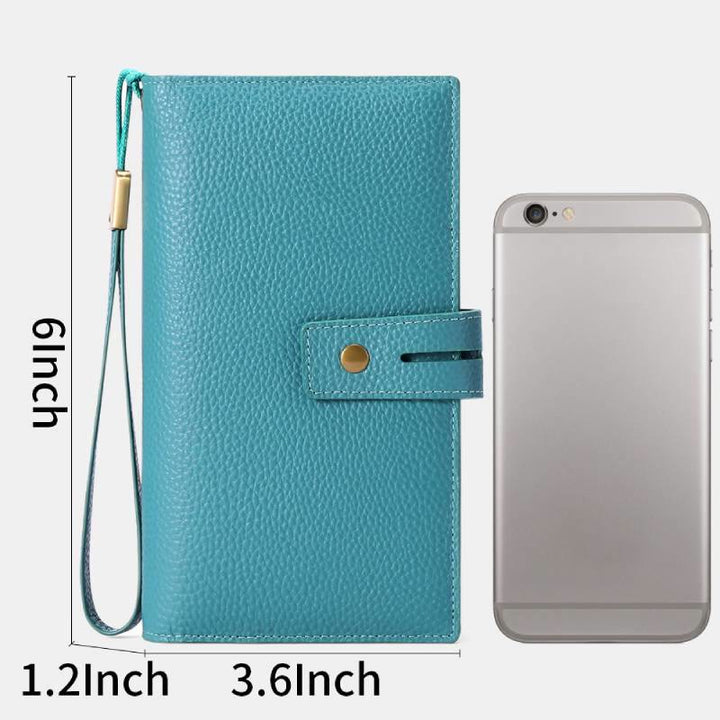 RFID Blocking Checkbook Wallet For Women Minimalist Genuine Leather Wrist Bag - image 2