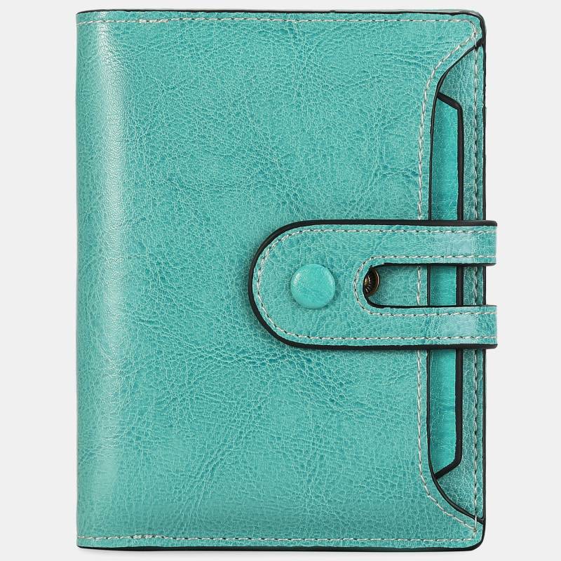 Women's Genuine Leather Bifold RFID Blocking Compact Wallet - Turquoise - image 15